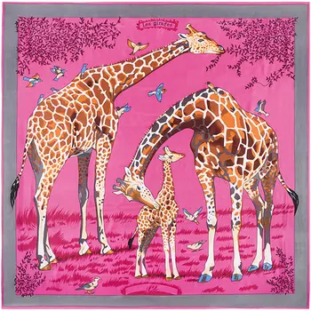 130cm*130cm Šilko Euro firminio Stiliaus Mados Paryžiaus Gyvūnų Žirafa Spausdinti Šilko Aikštėje Šalikas Femal Mados Les Girafes Skaros