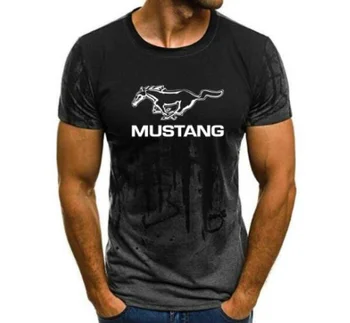 2019 m. už Mustang T-shirt Vyrai Gradiento Spalvos trumpomis Rankovėmis Raumeningas Raumenų Pagrindinės Kietojo Palaidinė Marškinėliai Atsitiktinis marškinėlius Vasaros 00