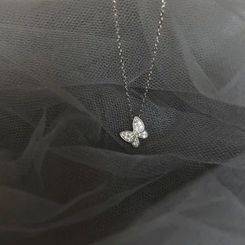 925 Sterling Silver Crystal Butterfly Žavesio Karoliai Pakabukas Moterų Vestuvių Papuošalai Choker Apykaklės dz405
