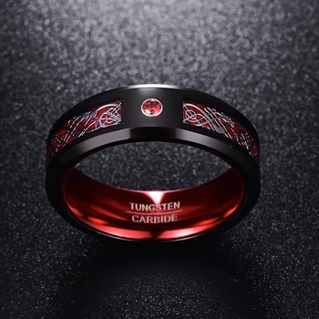 AAA Kokybės Naujas Atvykimo Dragon Modelis Raudonas Cirkonis Vyrų Žiedai Volframo Karbidas Žiedai, Vestuvių Juostas, Vyrai