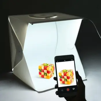 ABHU-Portable Photo Studio Fotografavimo Palapinę,16 Colių Mažas Sulankstomas LED Šviesos Lauke Softbox Rinkinys su 4 Spalvų Backdrops dėl Nuotrauka