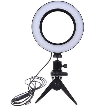 Fotografija LED Selfie Žiedas Šviesos 16CM Pritemdomi Telefono Kamera Žiedas Lempos 6inch Lentelę Trikojai Makiažo Vaizdo Gyventi Studija