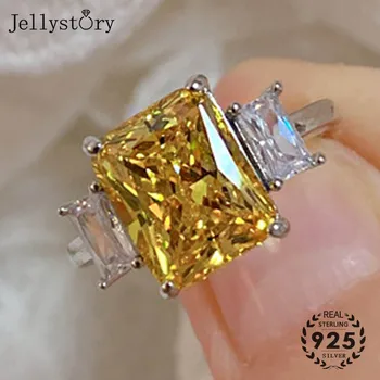Jellystory s925 sterlingas sidabro žiedas su kūrybine akmuo citrinas rašė fine jewelry moterų vestuves dovanos, didmeninė žiedai