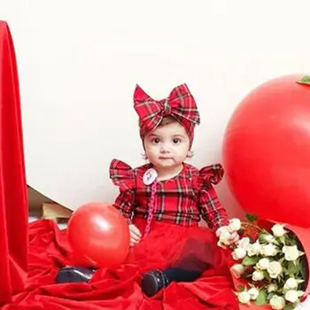 Kalėdų Bamblys Baby Girl Pledas Drabužius Ilgomis Rankovėmis Tiulio Tutu Suknelė+Lankelis