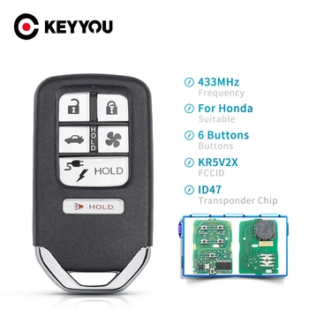 KEYYOU Smart Nuotolinio Klavišą Keyless Fob Honda 2018 Aiškumo Hibridinių Elektrinių Kuro Elementų 6 5+1 Mygtukų FCCID KR5V2X ID47 Chip 433Mhz