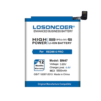 LOSONCOER 5500mAh BN47 už Xiaomi RedMi 6 / Hongmi Redmi 6 Pro Mi A2 Lite Baterija