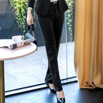 Naujas Mados Aukštos Kokybės Moterų Oficialų Kelnes 2019 M. Rudenį Elegantiškas Ponios Tiesiai Office Kelnės Darbo Drabužiai