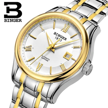 Naujas Šveicarija BINGER Moterų Laikrodžiai Prabangos Prekės Mechaninė Žiūrėti Moterų Safyras nerūdijančio Plieno montre femme Laikrodis B5002L-3