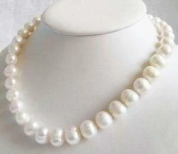 Nemokamas pristatymas aukštos klasės mamai, dovanos 10-11 natūralios baltos spalvos gėlavandenių dirbtiniu būdu išaugintų perlų vėrinį vestuvėms šaliai, papuošalai 18inch BV456