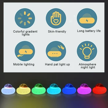 Silikono LED nakties šviesos gyvūnų lietimo jutiklis 7 spalvos ryškumas gali būti reguliuojamas laikmatis USB įkrovimo silikono erdvėlaivis vaikų naktiniai staleliai, lempa