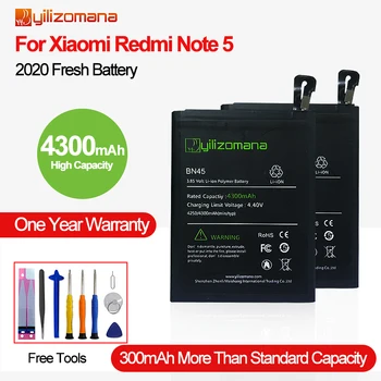 YILOZOMANA Didelės Talpos Originalios Telefonų Baterijos BN45 Už Xiaomi Redmi 5 Pastaba Pakeitimo Baterijas 4300mAh Įrankiai
