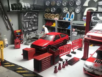 1/64 Masto scena garažas taisymo įrankis lydinio dalys diecast metal žaislas automobilio modelio surinkimo Krano padangų remonto mašina dovanų rodo