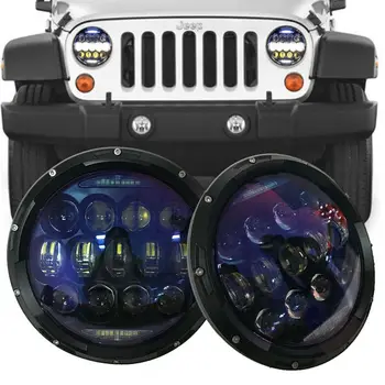 1 Pora 130W Super Ryškiai Mėlyna Projektoriaus Objektyvas 7inch Apvalus LED Žibintai su Gintaro Posūkio Signalo/DRL už Hummer H1&H2 Land Rover
