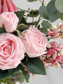 1 set rose eukalipto gėlių kompozicijų Hydrangea aukštos kokybės stalo gėlių