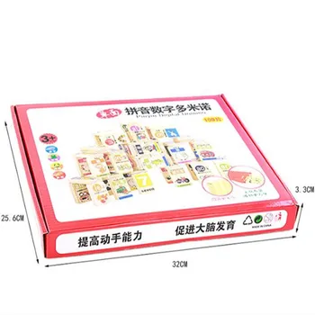 100vnt/Set Vaikai Ankstyvojo Mokymosi Švietimo Blokuoti Žaislai Autentiškas Medinis Domino Standarto anglų, Kinų Pinyin Domino Blokai