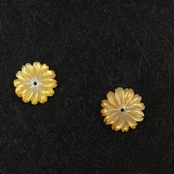 10vnt Balti milteliai, geltona chrizantema daugiašalių shell 