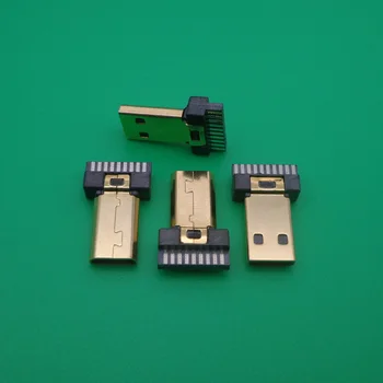 10vnt/daug Aukso chromu padengtas Mikro HDMI suderinamus Male Kištukas Jack D Tipo Lydmetalis Tipas