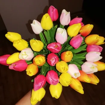 10vnt Gana Tulpių Flores Dirbtinės gėlės Tulipany Tulpės Netikrą Gėlių Kalėdų Dekoracijas Namų vestuvių Dekoro 35cm
