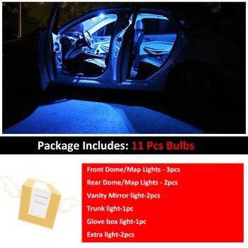 11 Vnt Jokios Klaidos Automobilių Baltos spalvos Interjeras, LED elektros Lemputes Paketas, Skirtas VW Passat B5 1997-2005 Žemėlapis Dome Licencijos Lempos Šviesos Priedai