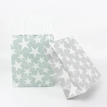 12pcs Star modelio mielas dovanų maišą drabužių kavos popieriaus pakavimo maišeliai vestuves kalėdinė dekoracija kišenė su rankena