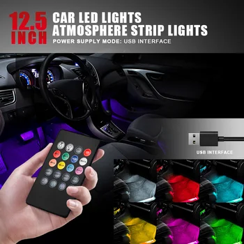 12v Vandeniui Automobilių RGB LED Šviesos Atmosfera Interjero Dekoratyvinės Lempos Sveiki Juostelės Šviesos Belaidžio Nuotolinio Valdymo Automobilio Stiliaus