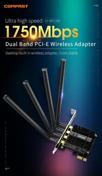 1750Mbps PCIe Darbalaukio Wifi Korta, Windows 7 10 RTL8814AE Išorės 4*3dbi Įvairiakryptė Antena 802.11 ac MU-MIMO Belaidžio ryšio Adapteris