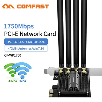 1750Mbps PCIe Darbalaukio Wifi Korta, Windows 7 10 RTL8814AE Išorės 4*3dbi Įvairiakryptė Antena 802.11 ac MU-MIMO Belaidžio ryšio Adapteris