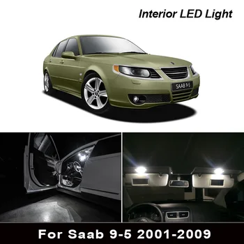 18 x Baltos spalvos automobilių reikmenys Canbus Klaidų, LED Interjero Šviesos Saab 9-5 2001-2009 Skaitymo Šviesos Rinkinys Žemėlapis Dome Licencijos Lempos