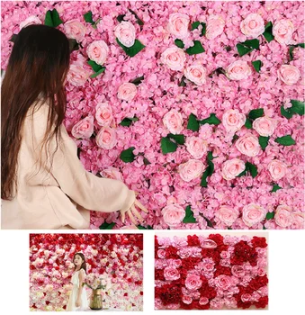 1PC 40x60cm Dirbtinis žaliame Fone Sienos Gėlių Sienų Dekoras Rose Skydelis Vestuvių Parduotuvė Fone Salės kampe Puošimas, Gėlių Vejos