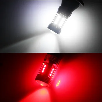 1pc 60-SMD Balta/Raudona Zjeżdżalnia 3156 T25 LED Lemputė Chevy Atsarginės Add-On Galinis Rūko Žibintas