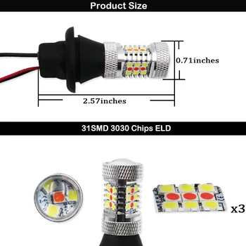 1pc 60-SMD Balta/Raudona Zjeżdżalnia 3156 T25 LED Lemputė Chevy Atsarginės Add-On Galinis Rūko Žibintas