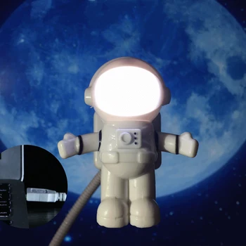 1pcs Astronautas Astronautas USB LED Reguliuojamas Naktį Šviesos Kompiuteris PC Lempa, Stalas Šviesos Vaiskiai Balta