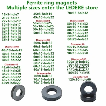 1pcs Žiedas Ferito Magnetas 120x10 mm Skylė 60mm Nuolatinis magnetas 120mm x 10mm Juodas Apvalus Garsiakalbis keraminis magnetas 120*10 120-60x10mm