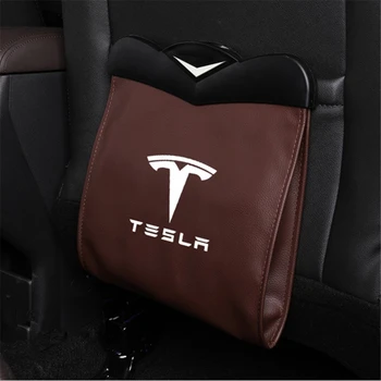 1X Sėdynės atlošo Šiukšlių Maišą, Saugojimo Dėžutė Tesla Modelis 3 Modelis S Modelis X PU Odos Sėdynės atlošo Organizatorius Maišelį, Automobilių Reikmenys