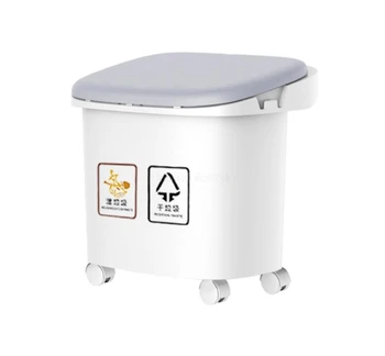 2/3Layer Drėgno ir Sauso Klasifikacija Šiukšliadėžės Virtuvės Plastiko sumetami į šiukšlių konteinerį Mygtukas Perdirbti Sukrauti Rūšiavimo Šiukšlių Dėžės Su Rato