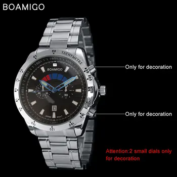 2016 BOAIMGO vyriški kvarcas sporto mados atsitiktinis laikrodžiai full steel band laikrodis kariniai laikrodžiai data relogio masculino