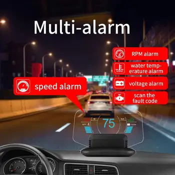 2019 C1 HD Spalvotas LCD Ekranas Automobilį HUD Head Up Display OBD2 + GPS Galvos Rodyti visiems modeliams