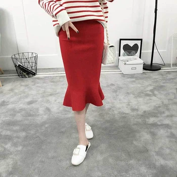 2019 karšto pardavimo moterų pavasarį, rudenį elastinga aukštos juosmens raukiniai sijonai moteris klubo trimitas sijonas 7 spalvų
