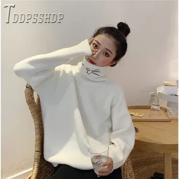 2019 Katė Golfo Moterų Megztinis Preppy Stilius Rudens Žiemos Korėjos Prarasti Kawaii Moterų Megztiniai