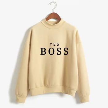2019 moterų palaidinukė ponios atsitiktinis raidžių BOSAS spausdinimo gobtuvu palaidinukė ilgomis rankovėmis megztinis marškinėliai taip bosas Harajuku stilius