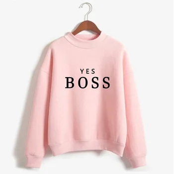 2019 moterų palaidinukė ponios atsitiktinis raidžių BOSAS spausdinimo gobtuvu palaidinukė ilgomis rankovėmis megztinis marškinėliai taip bosas Harajuku stilius