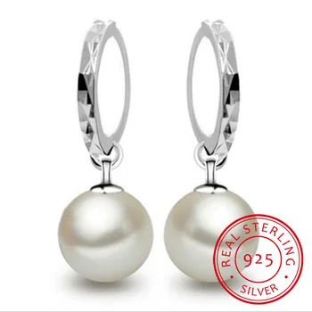 2019 Natūralių Gėlavandenių Perlų Lašas Auskarai 8-12mm Perlų Papuošalai 925 Sterlingas Sidabro Papuošalai Moterims-Geriausia Dovana