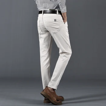 2019 Naujas Vyrų Verslo stilius Paprastas, klasikinis Elastinga Tiesiai Atsitiktinis Kelnės Mados Prekės ženklo Drabužius Vyrų Slim Fit Kelnės 6 Spalvų