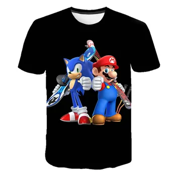 2020 3D Baby Mario, Sonic Ežys T-shirt Vaikams Drabužių Vasarą Cartoon T-shirt Berniukas Vaikai Viršaus Mergina Dovana