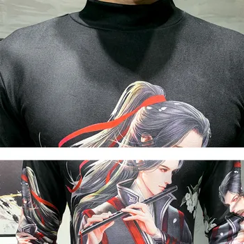 2020 Anime Spausdinti Vyrų marškinėliai ilgomis Rankovėmis Slim Fit Atsitiktinis marškinėliai Pusė Golfo Vyrų Drabužiai Hip-Hop Streetwear Vyrai Tee Viršūnės
