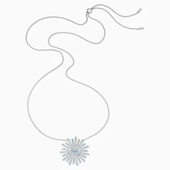 2020 bižuterijos SWA Naujų SAULĖS Pakabukas Gėlė Formos Žiedlapis Blue Crystal White Grandinės Moterų Prabangūs Papuošalai Dovana