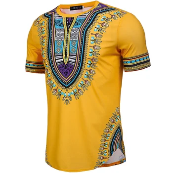 2020 m. Afrikos Stilius Spausdinti Vyrų Dashiki Tee Marškinėliai trumpomis Rankovėmis Apvalios Kaklo Megztinis marškinėliai Atsitiktinis Festivalis Viršūnės Įrengta Vyrams