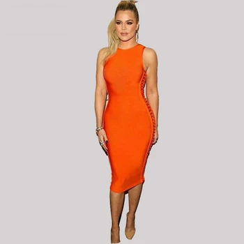 2020 M. Rudenį Moterų Sexy Įžymybė Mėlyna Oranžinė Raudona Suknelės Kilimo Ir Tūpimo Tako Suknelė O-Kaklo Tuščiaviduriai Iš Šono Klubas Tvarstis Suknelė Vestidos