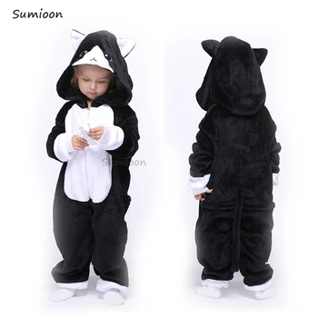 2020 M. Žiemos Gyvūnų Vienaragis Kigurumi Pižama Berniukams Mergaičių Anime Panda Jumpsuit Vaikai Sleepwear Vaivorykštė Vienaragis Onesie Vaikams