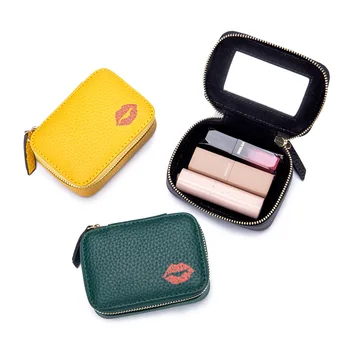 2020 Mergaitės Lūpų Maišas natūralios Odos Moteriška Kosmetikos Krepšys Mini Nešiojamieji Prabangus Auskarai Krepšiai Veidrodis Lady Kosmetikos Lūpų Atveju